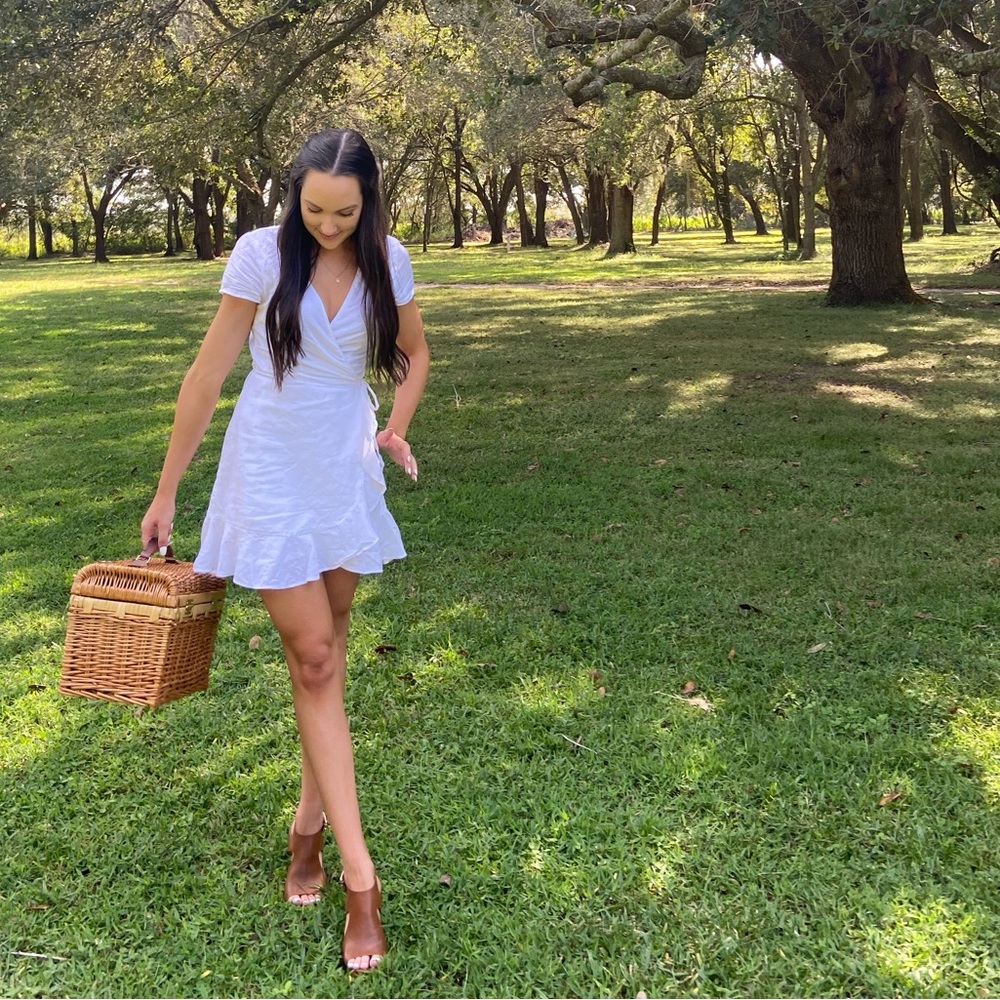 White flowy wrap dress